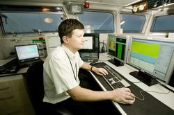A Pla Surveyor at work on the Survey Vessel 'Yantlet'